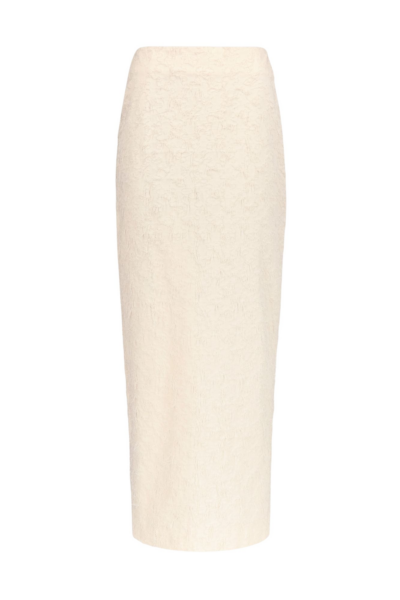 Destree Ivory Textured Maxi Skirt With Fringed Thread Finish - Destree - Graphic Parisian Fashion - Shop at Luxury Shoes 