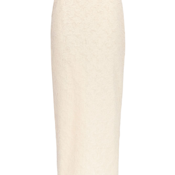 Destree Ivory Textured Maxi Skirt With Fringed Thread Finish - Destree - Graphic Parisian Fashion - Shop at Luxury Shoes 