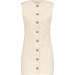 Destree Ivory Textured Mini Dress With Fringed Thread Detail - Destree - Graphic Parisian Fashion - Shop at Luxury Shoes 