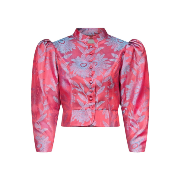 Destree Jacquard Satin Puff Sleeve Jacket