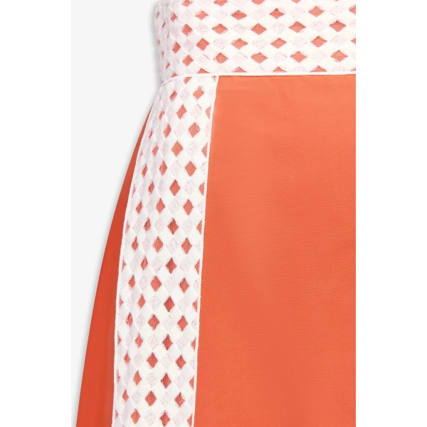 Destree Orange Cotton Midi Skirt With Contrast Ribbon Detail - Destree - Graphic Parisian Fashion - Shop at Luxury Shoes 