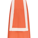 Destree Orange Cotton Midi Skirt With Contrast Ribbon Detail - Destree - Graphic Parisian Fashion - Shop at Luxury Shoes 