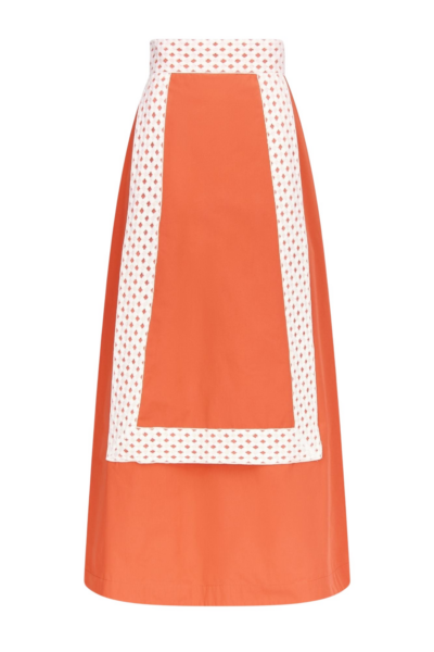 Destree Orange Cotton Midi Skirt With Contrast Ribbon Detail - Destree - Graphic Parisian Fashion - Shop at Luxury Shoes 