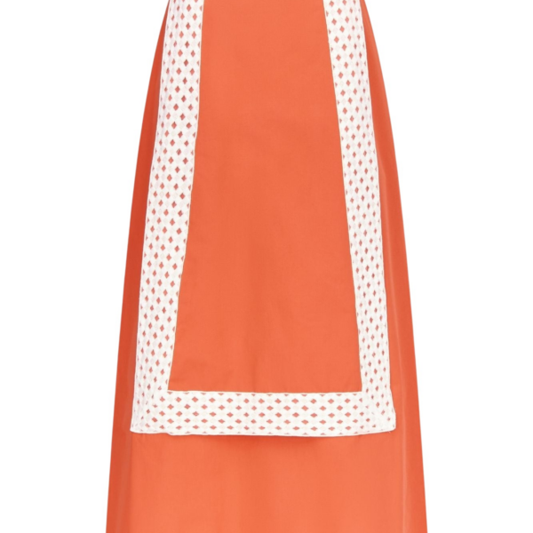 Destree Orange Cotton Midi Skirt With Contrast Ribbon Detail - Destree - Graphic Parisian Fashion - Shop at Luxury Shoes 