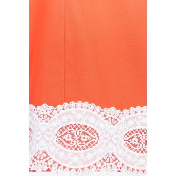 Destree Orange Cotton Tunic Dress With Contrast Lace Trim - Destree - Graphic Parisian Fashion - Shop at Luxury Shoes 