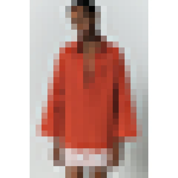 Destree Orange Cotton Tunic Dress With Contrast Lace Trim - Destree - Graphic Parisian Fashion - Shop at Luxury Shoes 