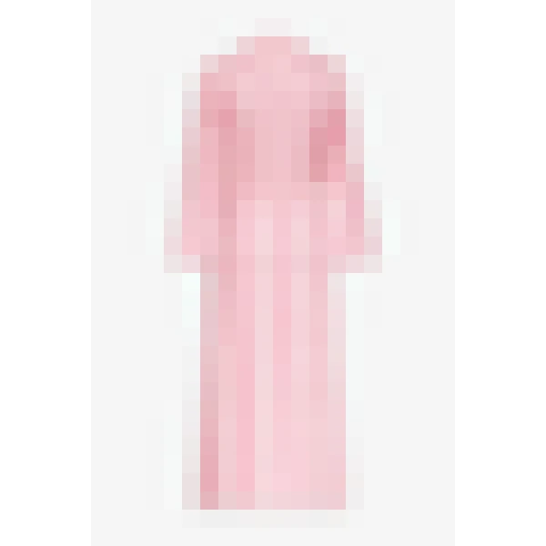 Destree Pink Striped Long Cotton Dress With V-Neck And Tie Waist Detail - Destree - Graphic Parisian Fashion - Shop at Luxury Shoes 