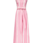 Destree Pink Striped Sleeveless Cotton Maxi Dress With Tie Waist Detail