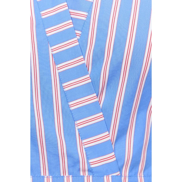 Destree Red And Blue Striped Bow-Tie Cropped Shirt - Destree - Graphic Parisian Fashion - Shop at Luxury Shoes 