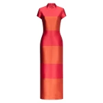 Destree Red And Terracotta Satin Summer Dress