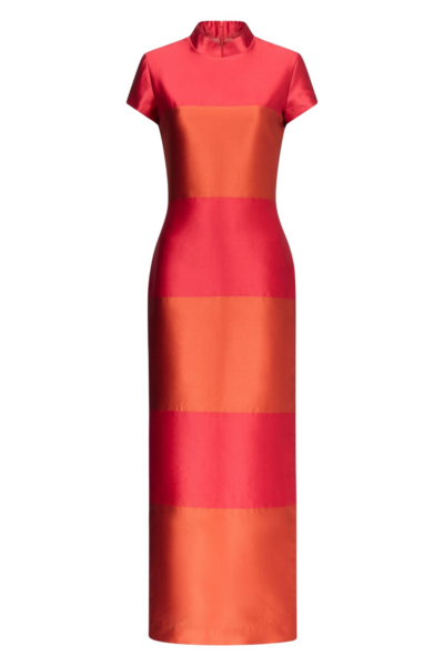 Destree Red And Terracotta Satin Summer Dress - Destree - Graphic Parisian Fashion - Shop at Luxury Shoes 