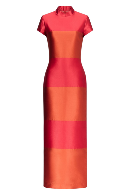 Destree Red And Terracotta Satin Summer Dress - Destree - Graphic Parisian Fashion - Shop at Luxury Shoes 