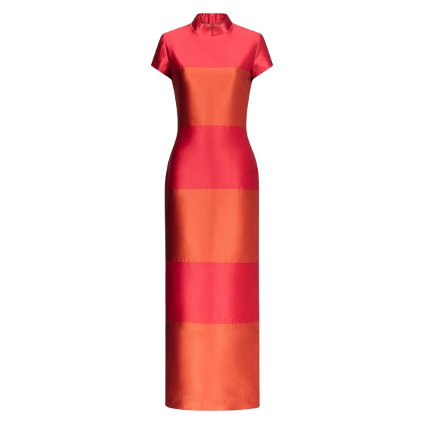 Destree Red And Terracotta Satin Summer Dress