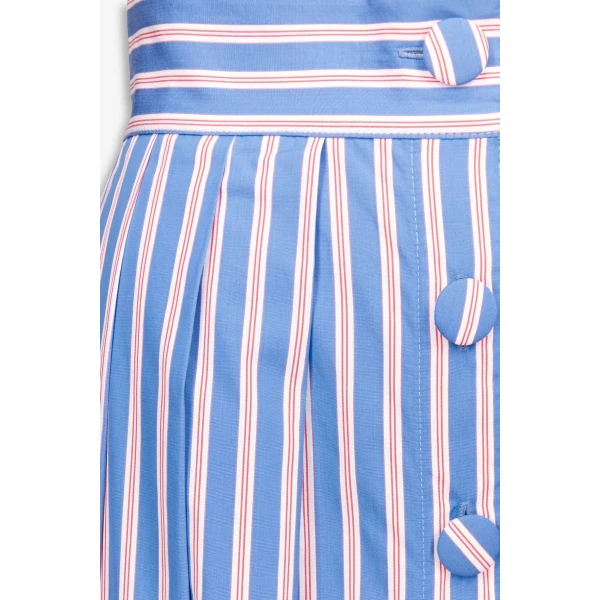 Destree Striped Cotton Pleated Maxi Skirt - Destree - Graphic Parisian Fashion - Shop at Luxury Shoes 