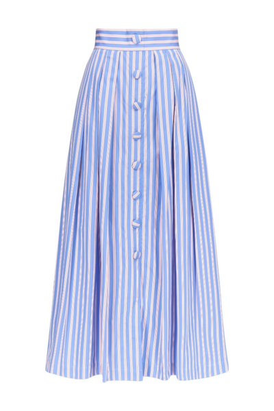 Destree Striped Cotton Pleated Maxi Skirt - Destree - Graphic Parisian Fashion - Shop at Luxury Shoes 