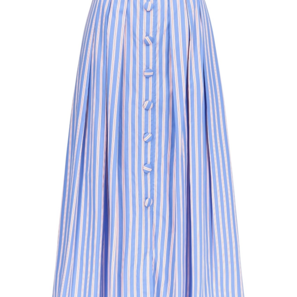 Destree Striped Cotton Pleated Maxi Skirt - Destree - Graphic Parisian Fashion - Shop at Luxury Shoes 
