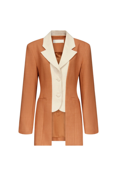 Destree Two-Tone Camel Jacket With Contrasting Lapel - Destree - Graphic Parisian Fashion - Shop at Luxury Shoes 