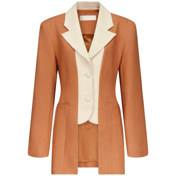 Destree Two-Tone Camel Jacket With Contrasting Lapel