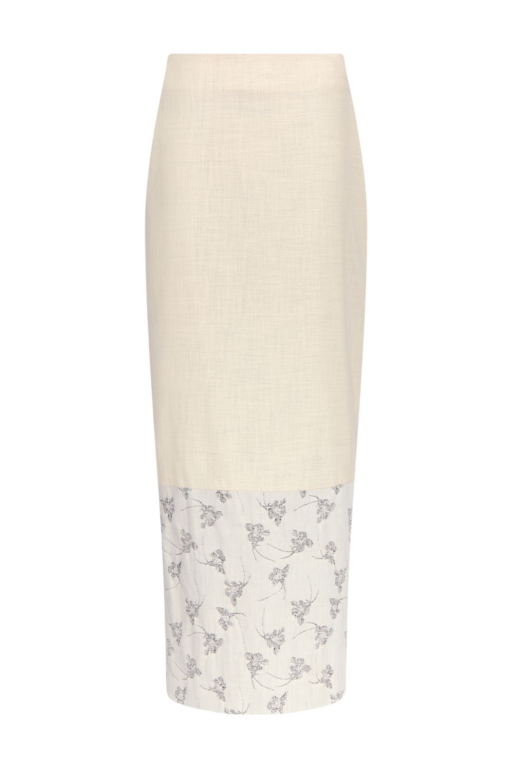 Destree Warm Grey Midi Skirt With Printed Hem - Destree - Graphic Parisian Fashion - Shop at Luxury Shoes 