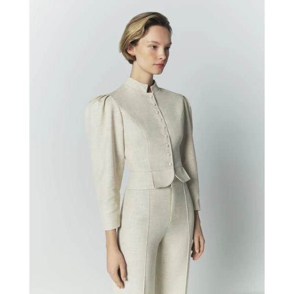 Destree Warm Grey Puff Sleeve Jacket - Destree - Graphic Parisian Fashion - Shop at Luxury Shoes 