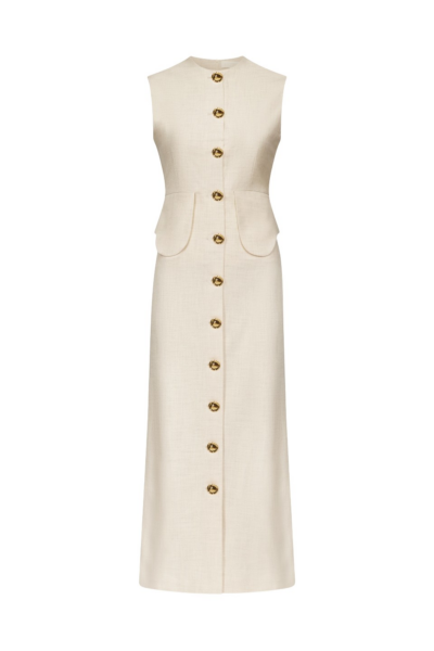 Destree Warm Grey Sleeveless Midi Dress - Destree - Graphic Parisian Fashion - Shop at Luxury Shoes 