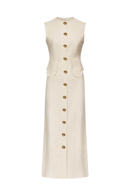 Destree Warm Grey Sleeveless Midi Dress - Destree - Graphic Parisian Fashion - Shop at Luxury Shoes 