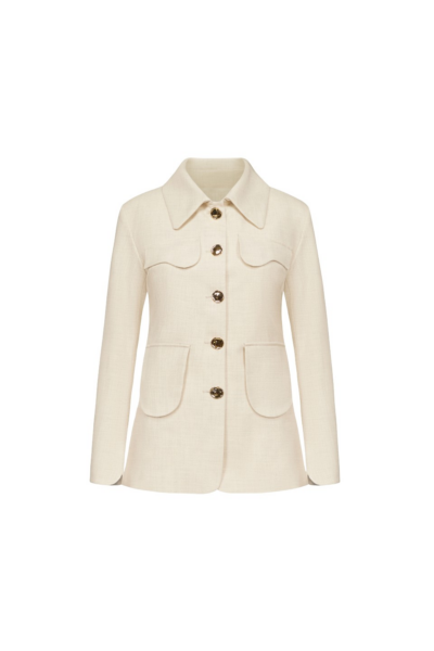 Destree Warm Grey Utility Button-Front Jacket - Destree - Graphic Parisian Fashion - Shop at Luxury Shoes 