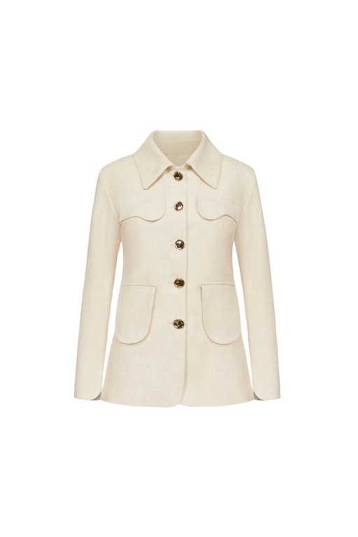 Destree Warm Grey Utility Button-Front Jacket - Destree - Graphic Parisian Fashion - Shop at Luxury Shoes 