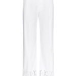 Destree White Cotton Flared Pants With Embroidered Panel Details - Destree - Graphic Parisian Fashion - Shop at Luxury Shoes 