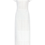 Destree White Embroidered Cotton Poplin Long Dress With Mandarin Collar - Destree - Graphic Parisian Fashion - Shop at Luxury Shoes 