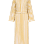 Destree Yellow And White Striped Belted Midi Dress - Destree - Graphic Parisian Fashion - Shop at Luxury Shoes 