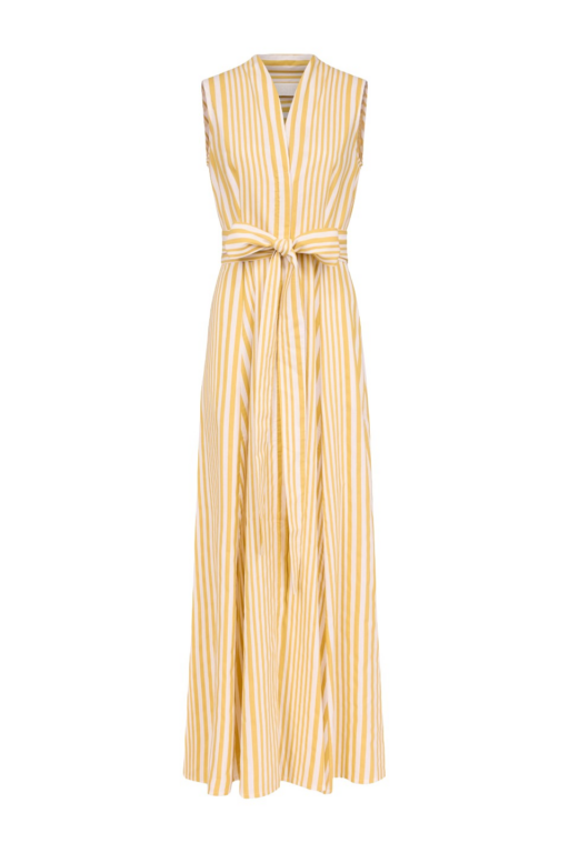 Destree Yellow Striped Cotton Maxi Dress - Destree - Graphic Parisian Fashion - Shop at Luxury Shoes 