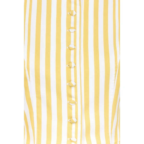 Destree Yellow Striped Puff Sleeve Cotton Jacket - Destree - Graphic Parisian Fashion - Shop at Luxury Shoes 
