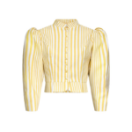 Destree Yellow Striped Puff Sleeve Cotton Jacket - Destree - Graphic Parisian Fashion - Shop at Luxury Shoes 
