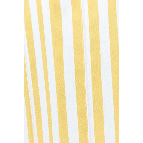 Destree Yellow Striped Wide-Leg Cotton Trousers - Destree - Graphic Parisian Fashion - Shop at Luxury Shoes 