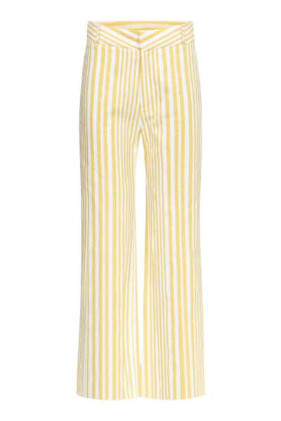 Destree Yellow Striped Wide-Leg Cotton Trousers - Destree - Graphic Parisian Fashion - Shop at Luxury Shoes 