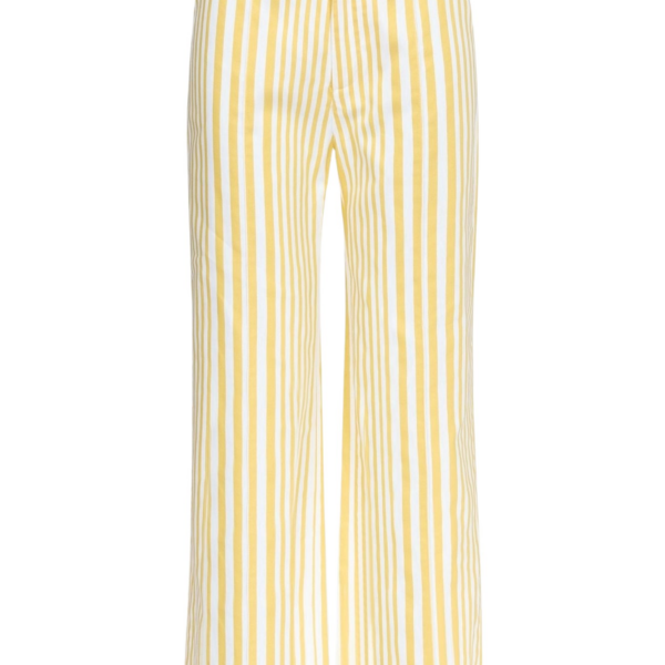 Destree Yellow Striped Wide-Leg Cotton Trousers - Destree - Graphic Parisian Fashion - Shop at Luxury Shoes 