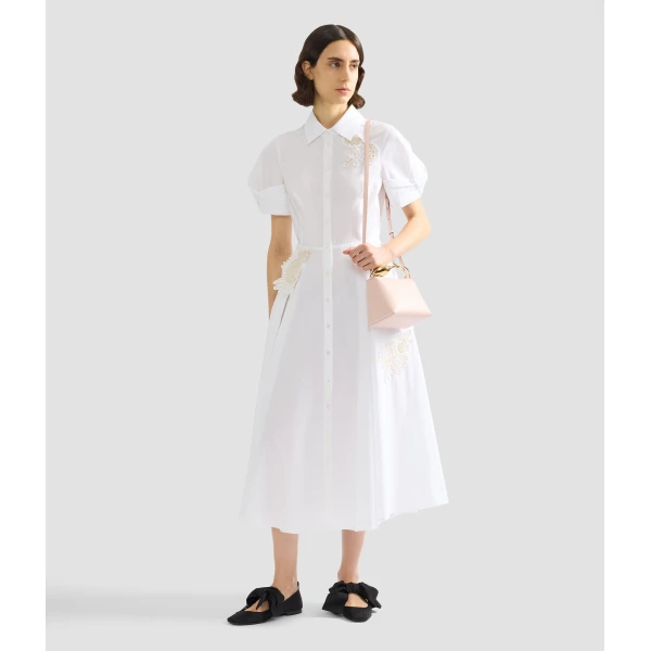 Erdem Appliqué Cotton Midi Shirt Dress - Dresses - British Romantic Luxury at Luxury Shoes 