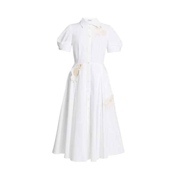Erdem Appliqué Cotton Midi Shirt Dress - Dresses - British Romantic Luxury at Luxury Shoes 