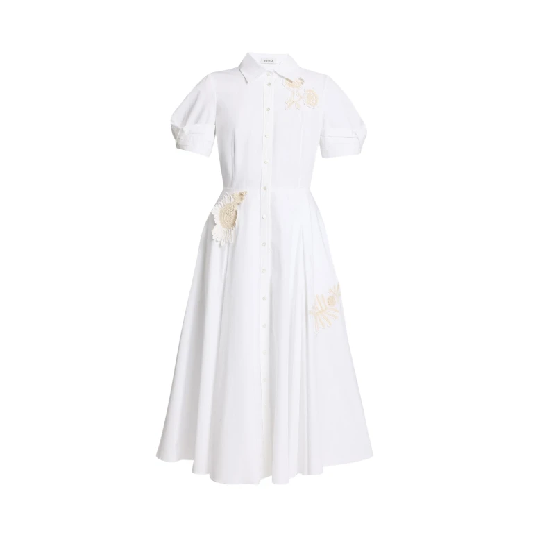 Erdem Appliqué Cotton Midi Shirt Dress - Dresses - British Romantic Luxury at Luxury Shoes 