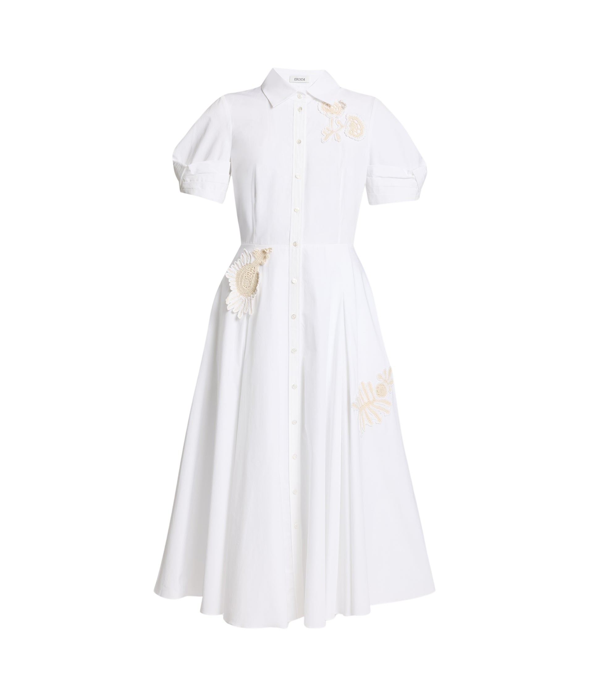 Erdem Appliqué Cotton Midi Shirt Dress - Dresses - British Romantic Luxury at Luxury Shoes 