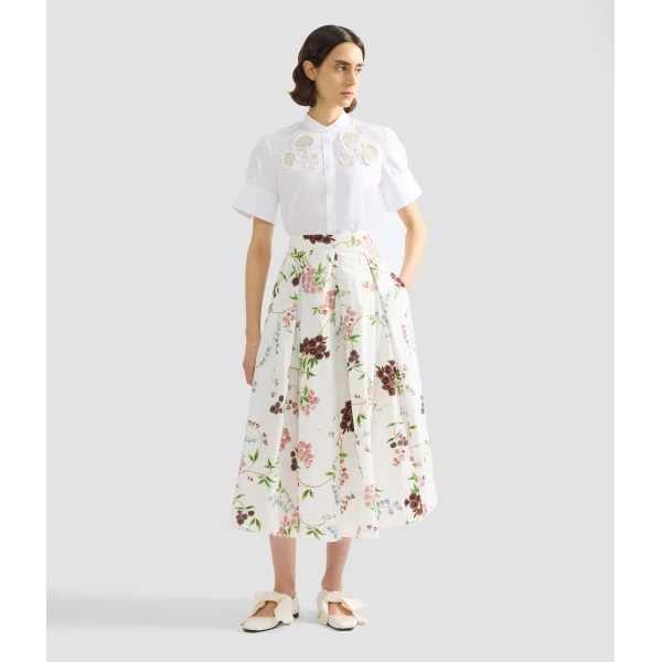 Erdem Appliqué Cotton Poplin Short Sleeve Shirt - Tops - British Romantic Luxury at Luxury Shoes 