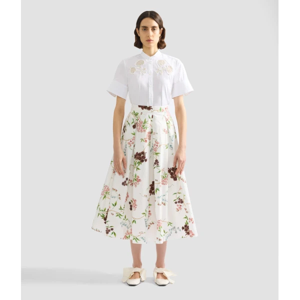 Erdem Appliqué Cotton Poplin Short Sleeve Shirt - Tops - British Romantic Luxury at Luxury Shoes 