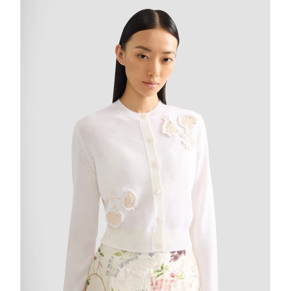 Erdem Appliqué Merino Wool Cardigan - Knitwear - British Romantic Luxury at Luxury Shoes 