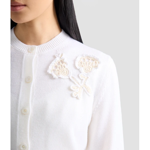 Erdem Appliqué Merino Wool Cardigan - Knitwear - British Romantic Luxury at Luxury Shoes 
