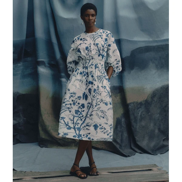 Erdem Botanical Print Cotton Linen Midi Dress - Dresses - British Romantic Luxury at Luxury Shoes 