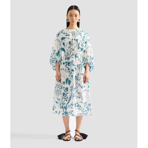Erdem Botanical Print Cotton Linen Midi Dress - Dresses - British Romantic Luxury at Luxury Shoes 