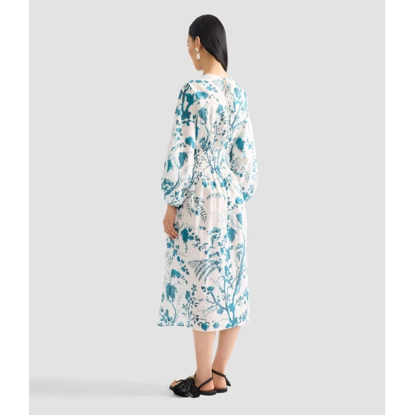 Erdem Botanical Print Cotton Linen Midi Dress - Dresses - British Romantic Luxury at Luxury Shoes 