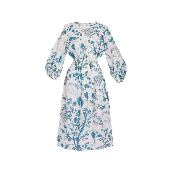 Erdem Botanical Print Cotton Linen Midi Dress - Dresses - British Romantic Luxury at Luxury Shoes 