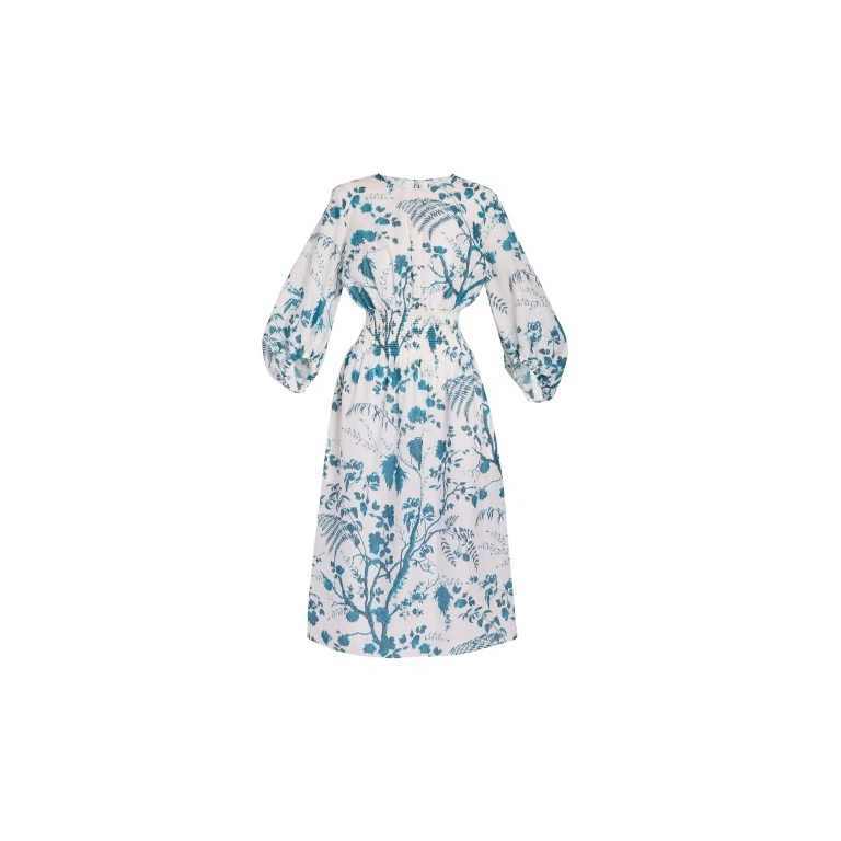 Erdem Botanical Print Cotton Linen Midi Dress - Dresses - British Romantic Luxury at Luxury Shoes 